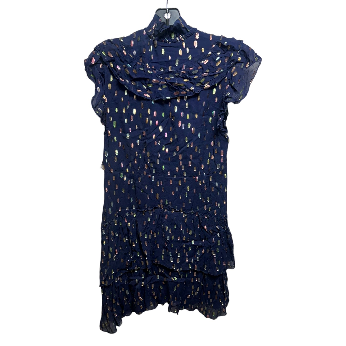 Adalie Pussy-Bow Tiered Fil Coupé Georgette Mini Dress By Antik Batik In Midnight Blue, Size: M