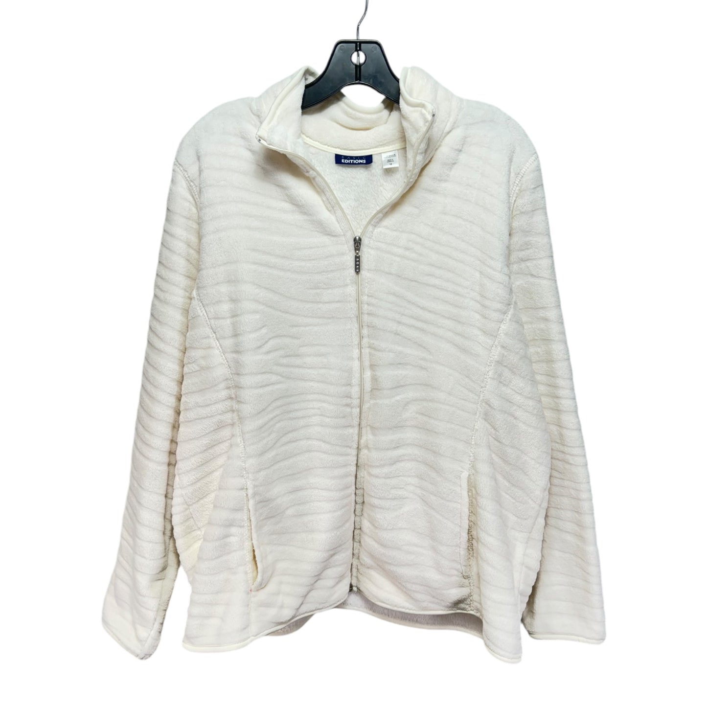 Zebra Jacket Fleece By Basic Editions In Ivory, Size: 1x