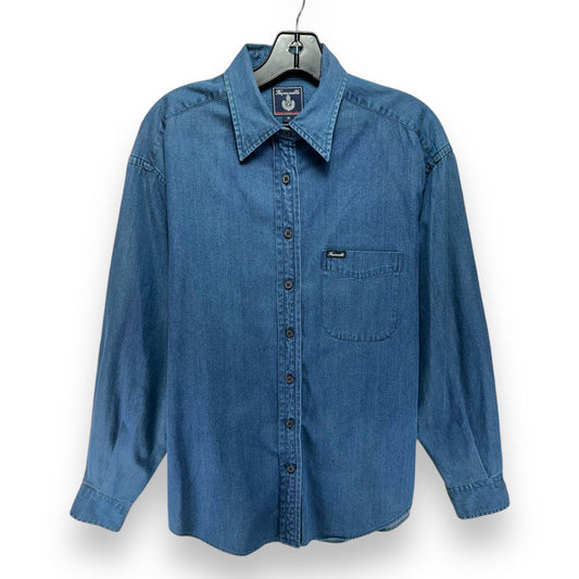 Top Long Sleeve Designer By Facconnable In Blue Denim, Size: M