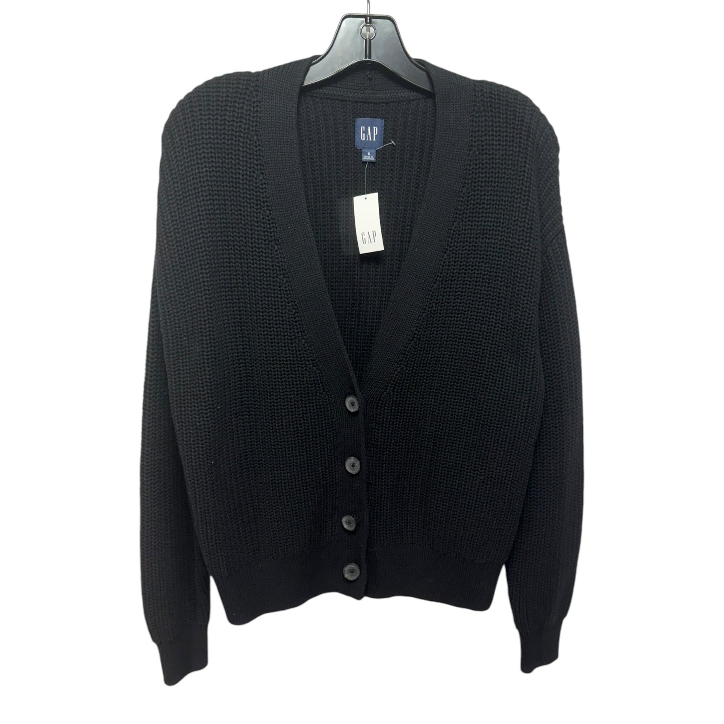 Sweater Cardigan By Gap In Black, Size: S