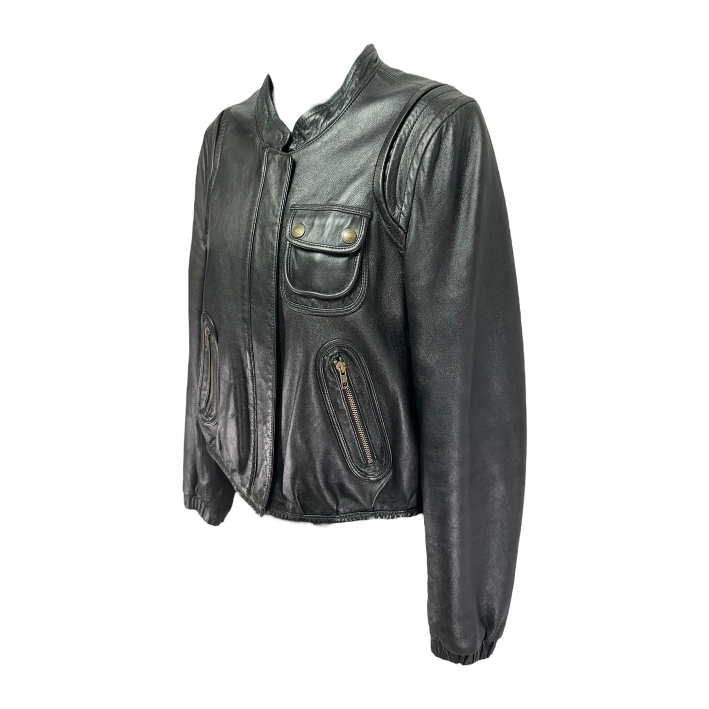 Lambskin Leather Moto Jacket Designer By See By Chloe In Black, Size: 8