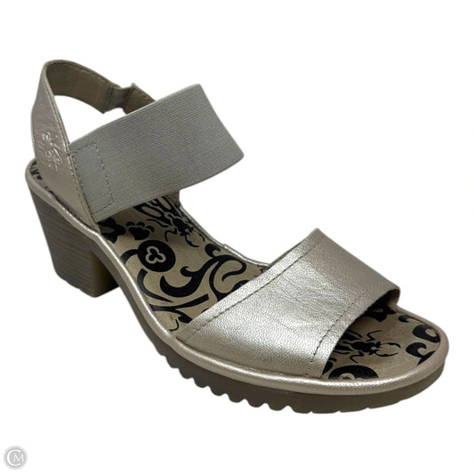 Wost Block Heel Sandals Heels Wedge By Fly London In Silver, Size: 6