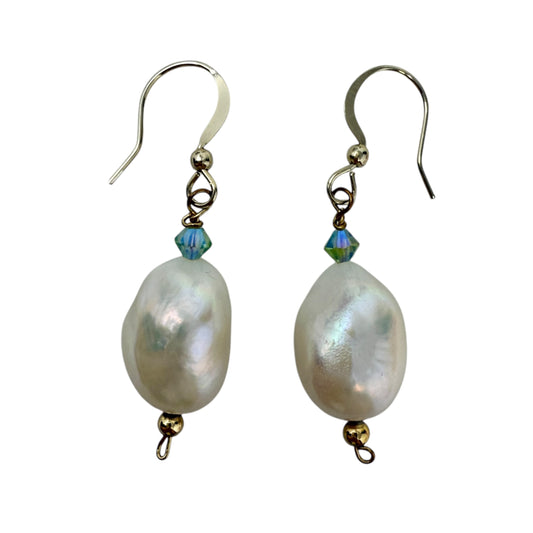 Baroque Pearl & Bead Dangle Earrings By Unbranded