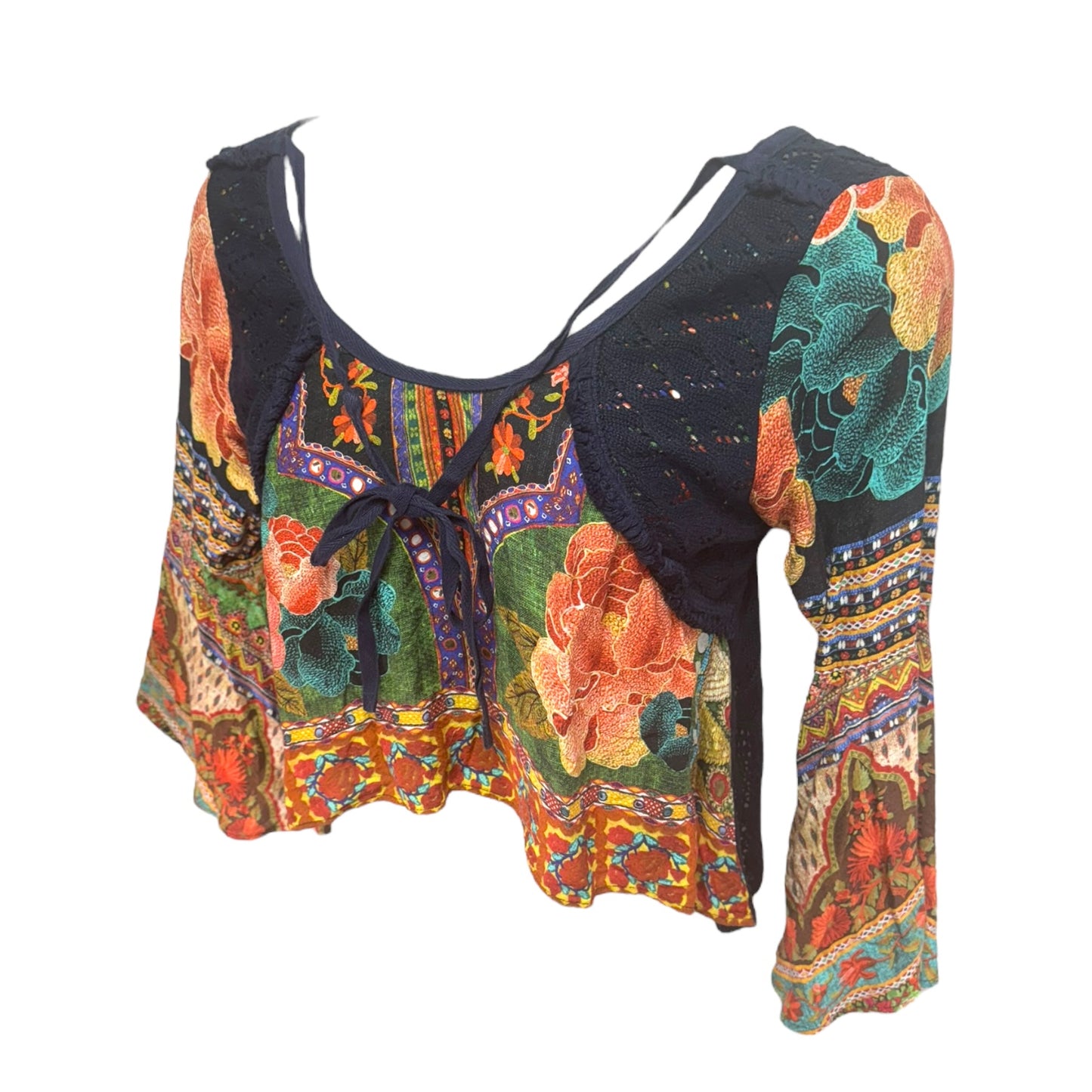 Floral Crochet Blouse By Farm Rio In Multi-colored, Size: S