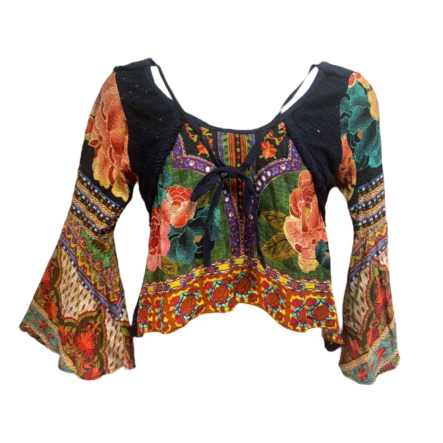 Floral Crochet Blouse By Farm Rio In Multi-colored, Size: S