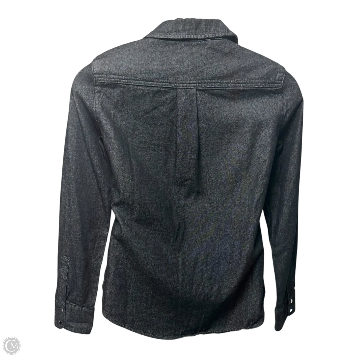 Denim Snap Top Long Sleeve By Karen Millen In Black Denim, Size: 8