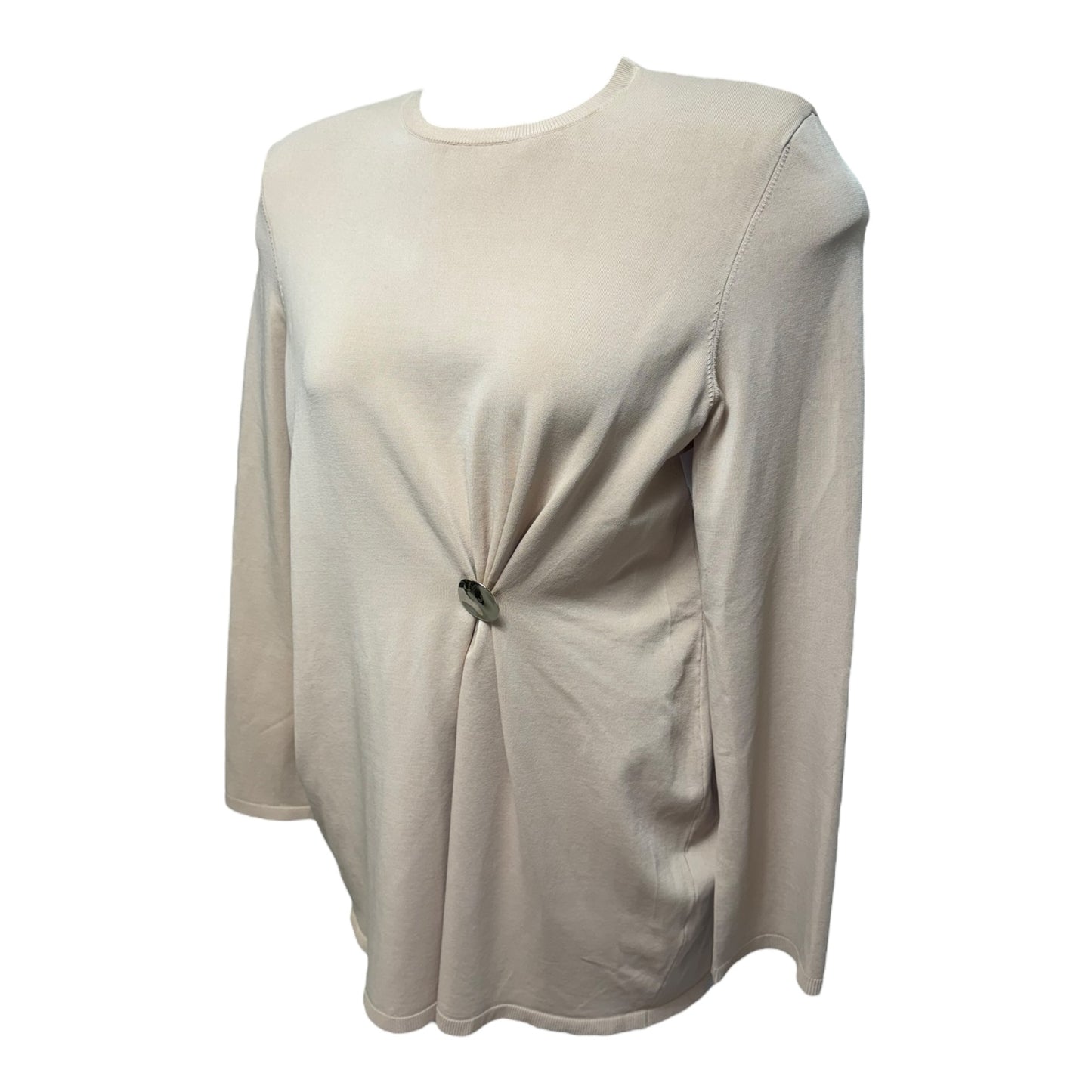 Knit Gathered Tunic Long Sleeve By Karen Millen In Beige, Size: L