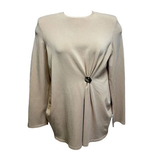 Knit Gathered Tunic Long Sleeve By Karen Millen In Beige, Size: L