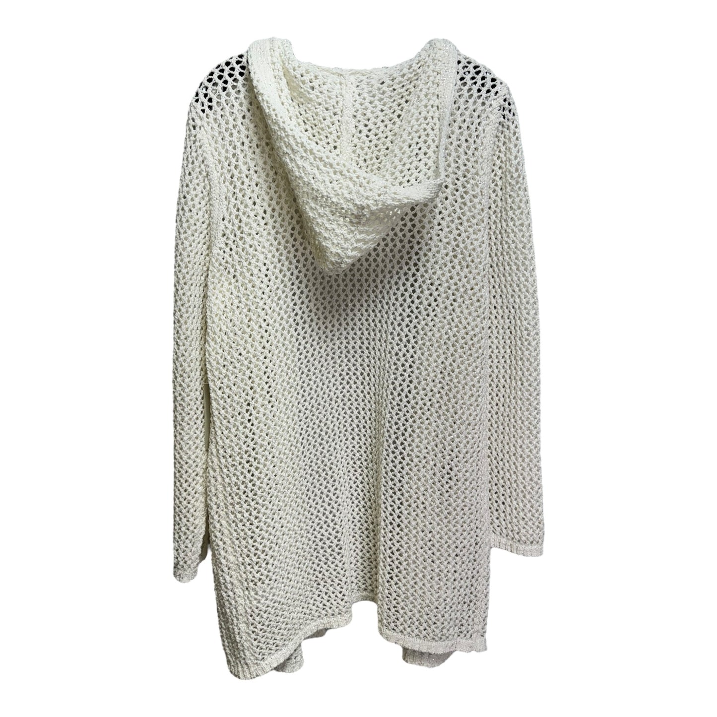 Sequin Hooded Sweater Cardigan By Joie In Cream & Silver, Size: M