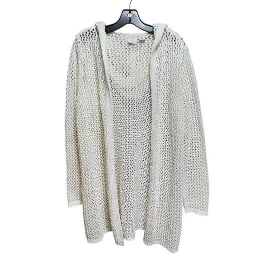 Sequin Hooded Sweater Cardigan By Joie In Cream & Silver, Size: M