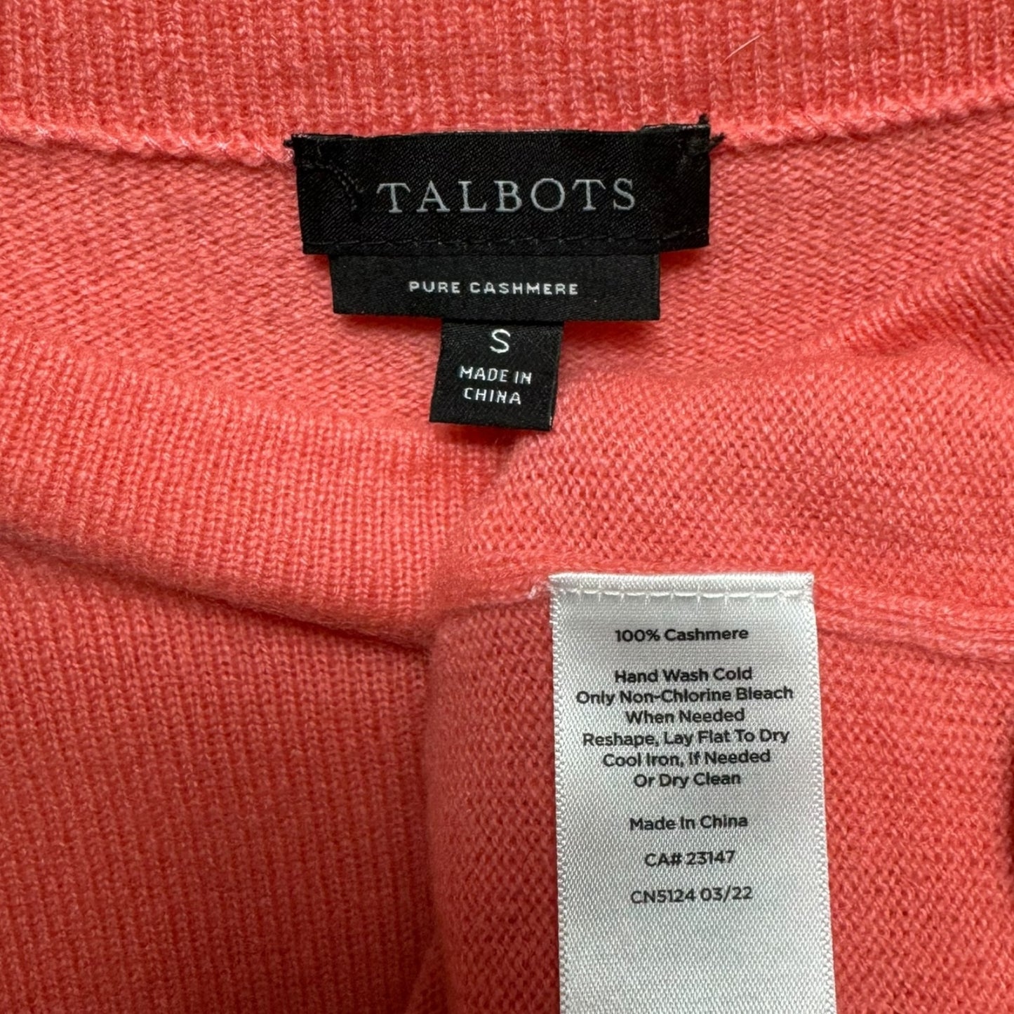 Audrey Cashmere Sweater By Talbots In Coral, Size: S