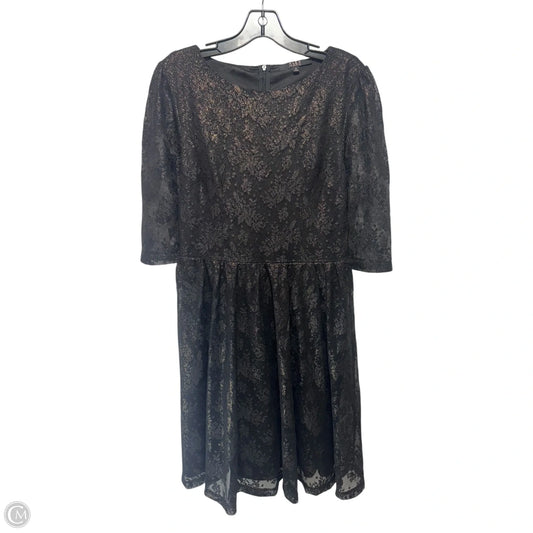 Metallic Lace Dress Party Midi By Alex Marie In Black & Gold, Size: M