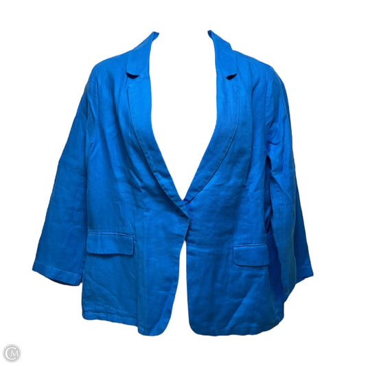 Linen Blazer Designer By Halston In Blue, Size: Xl