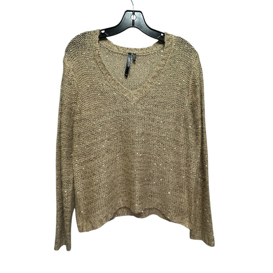 Sweater By Razzle Dazzle In Brown & Gold, Size: L