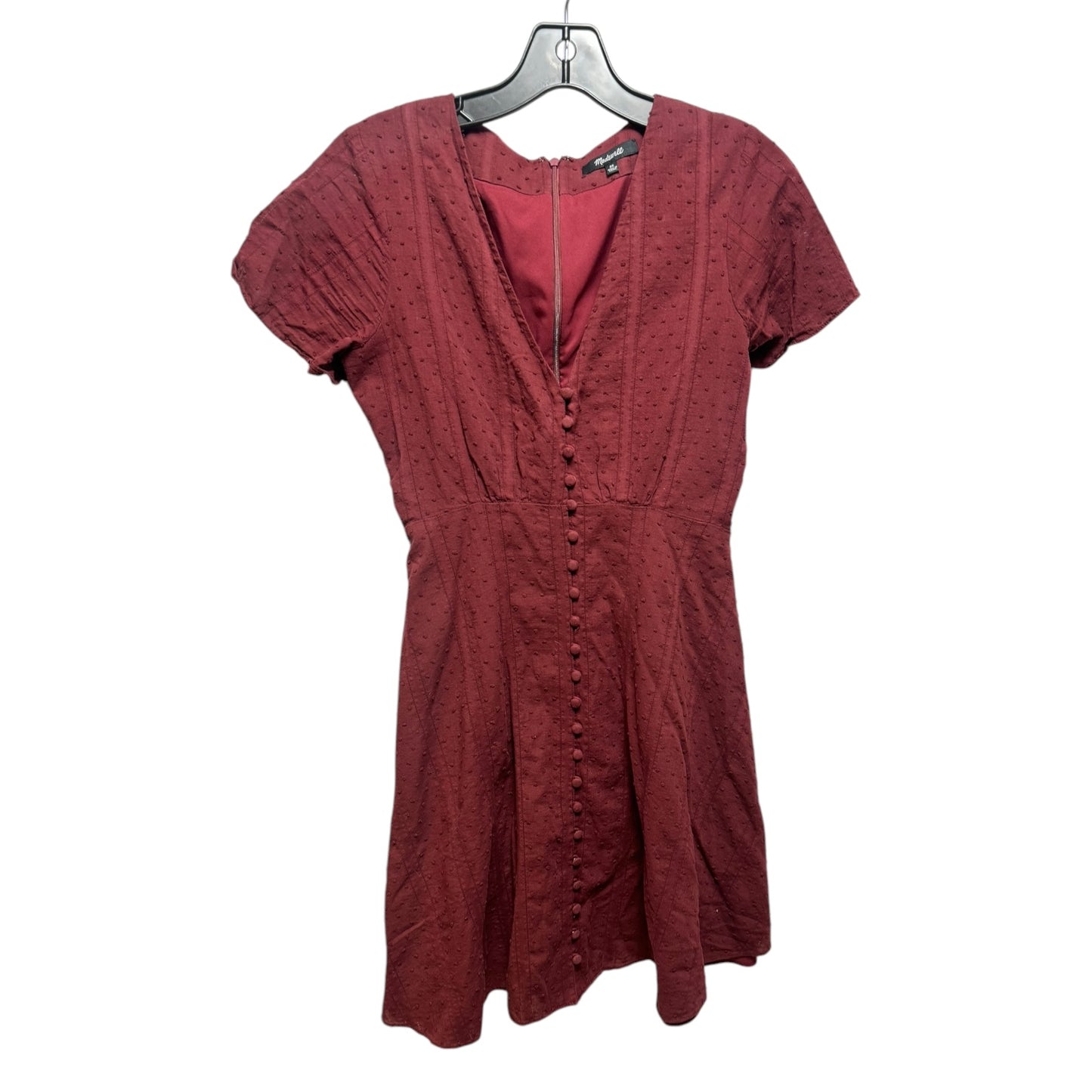 Button-Front Swing Dress in Swiss Dot By Madewell In Dusty Burgundy, Size: 00