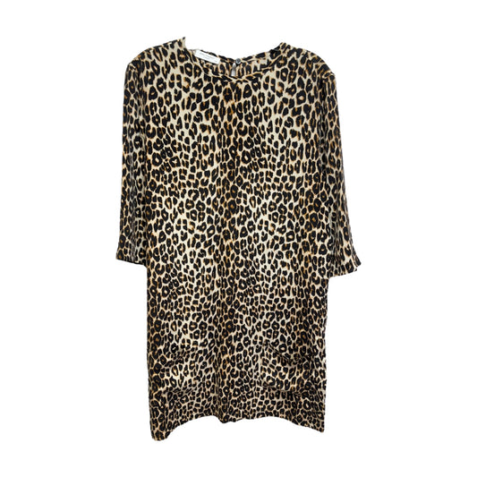 Silk Dress Casual Short By Equipment In Animal Print, Size: L