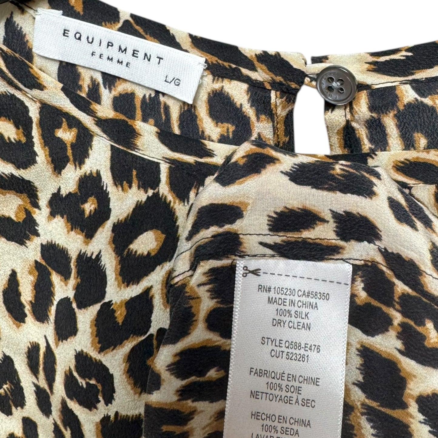 Silk Dress Casual Short By Equipment In Animal Print, Size: L