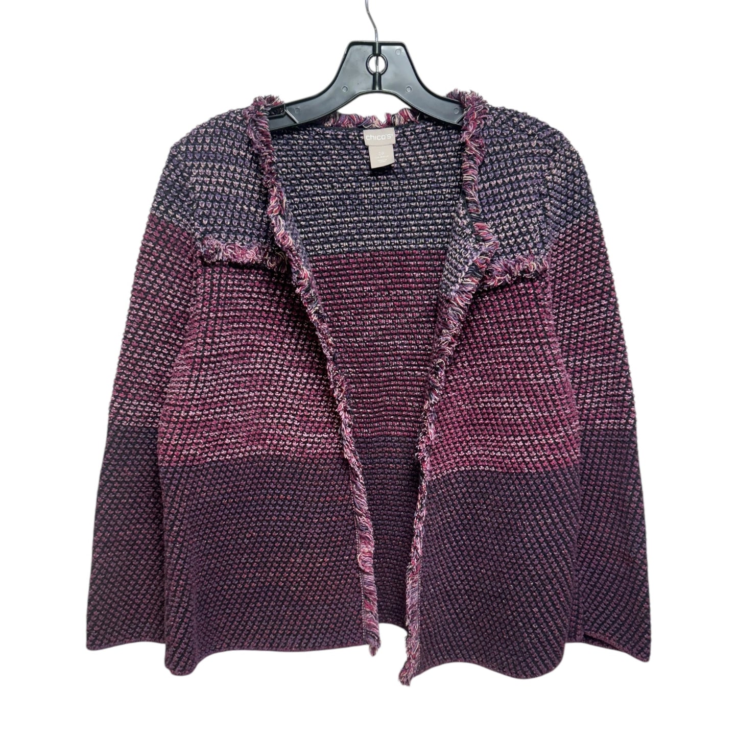 Sweater Cardigan By Chicos In Purple, Size: Lp