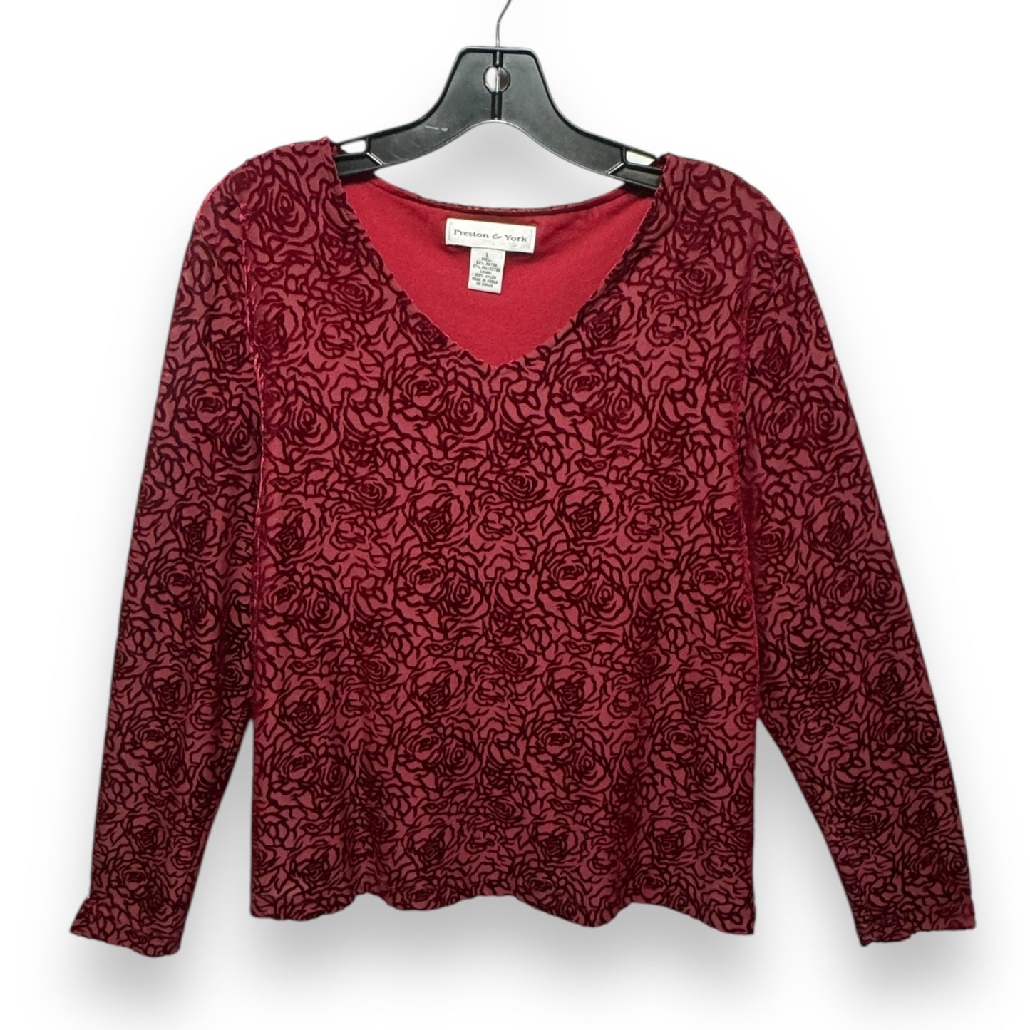 Top Long Sleeve By Preston And New York In Red, Size: L