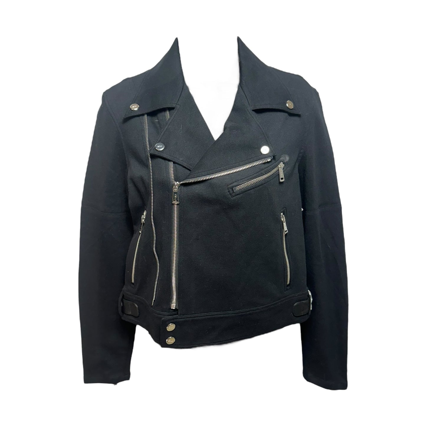 Leather Trim Moto Jacket By Ralph Lauren Black Label In Black, Size: 6