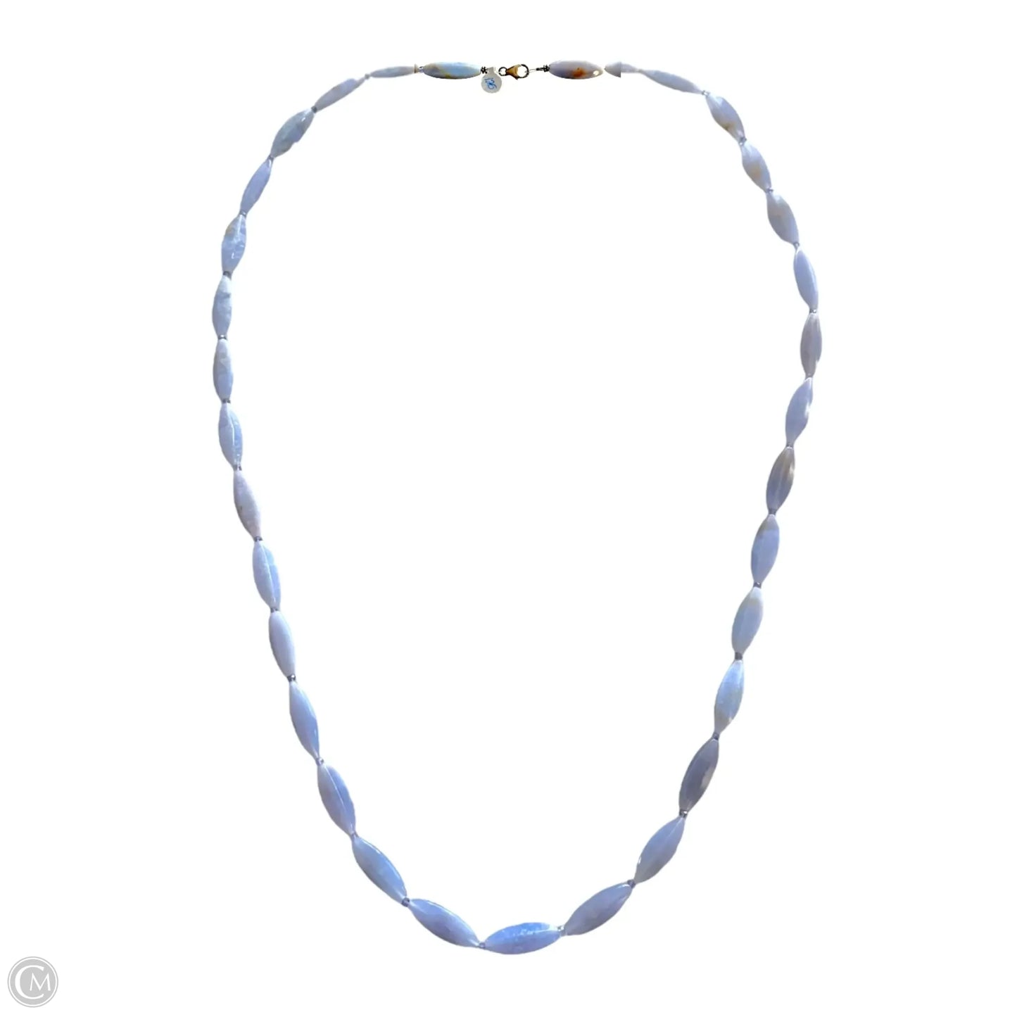 Blue Agate Bead Long Necklace By Unbranded