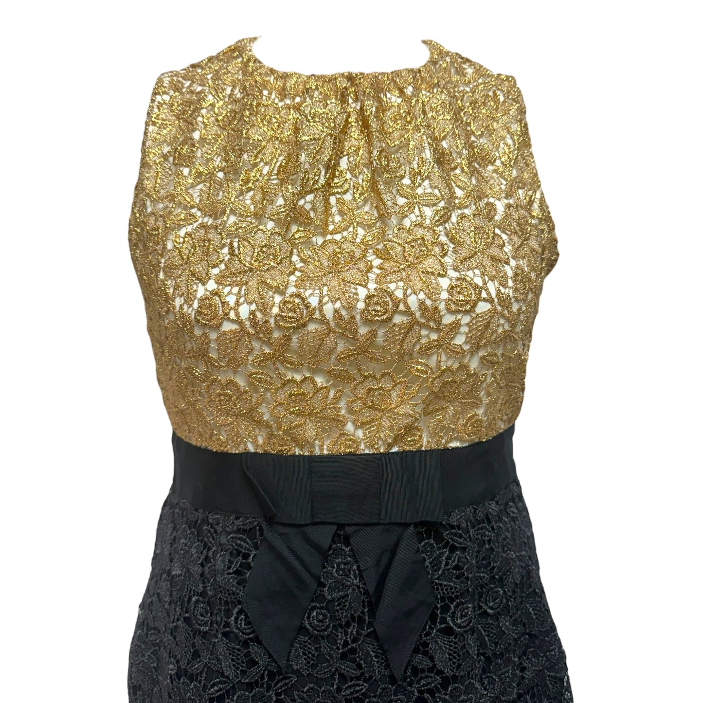 Sweet Madeline Dress Designer By Milly In Black & Gold, Size: 10