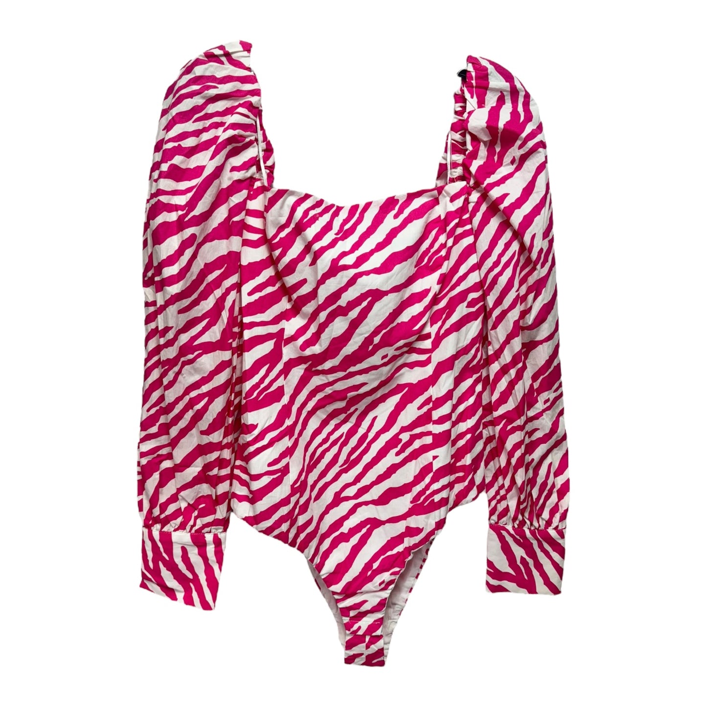 Zebra Bodysuit By Zara In Pink & White, Size: M