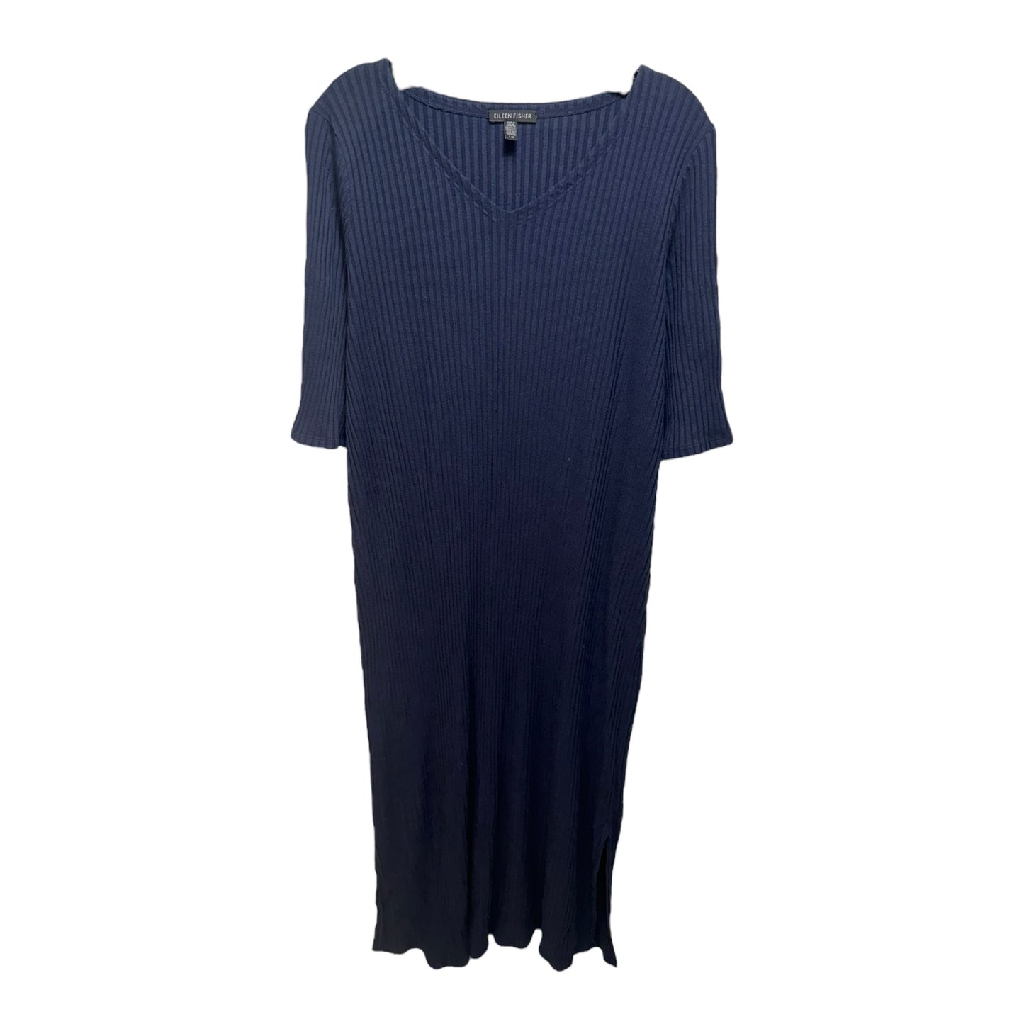 Ribbed Dress Casual Maxi By Eileen Fisher In Navy, Size: L