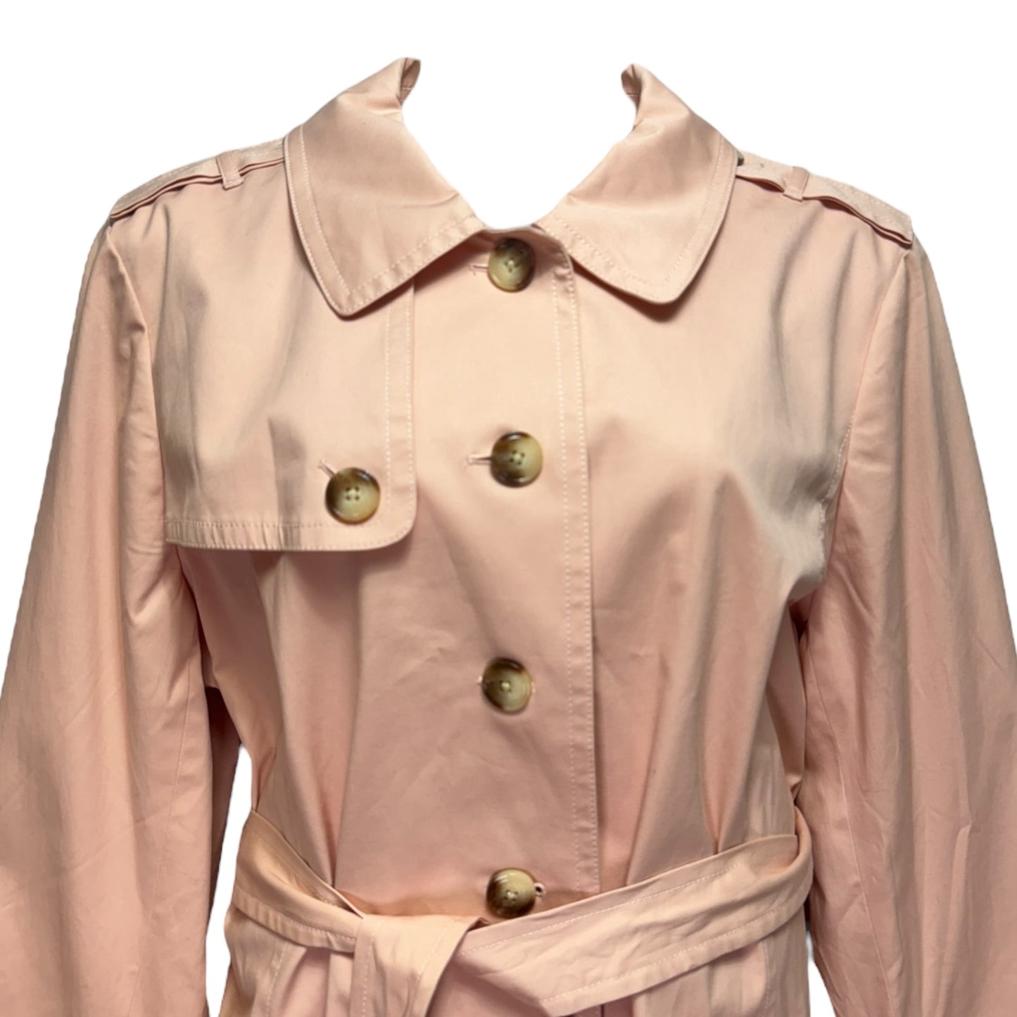 Coat Trench Coat By Talbots In Peach, Size: 3x