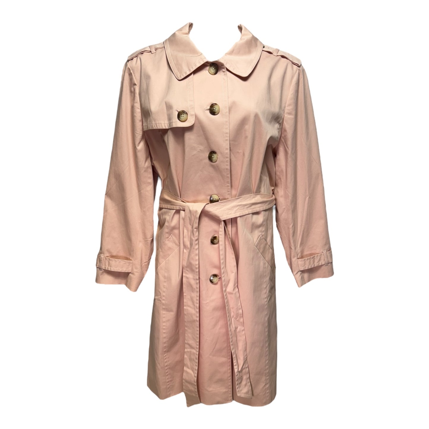 Coat Trench Coat By Talbots In Peach, Size: 3x