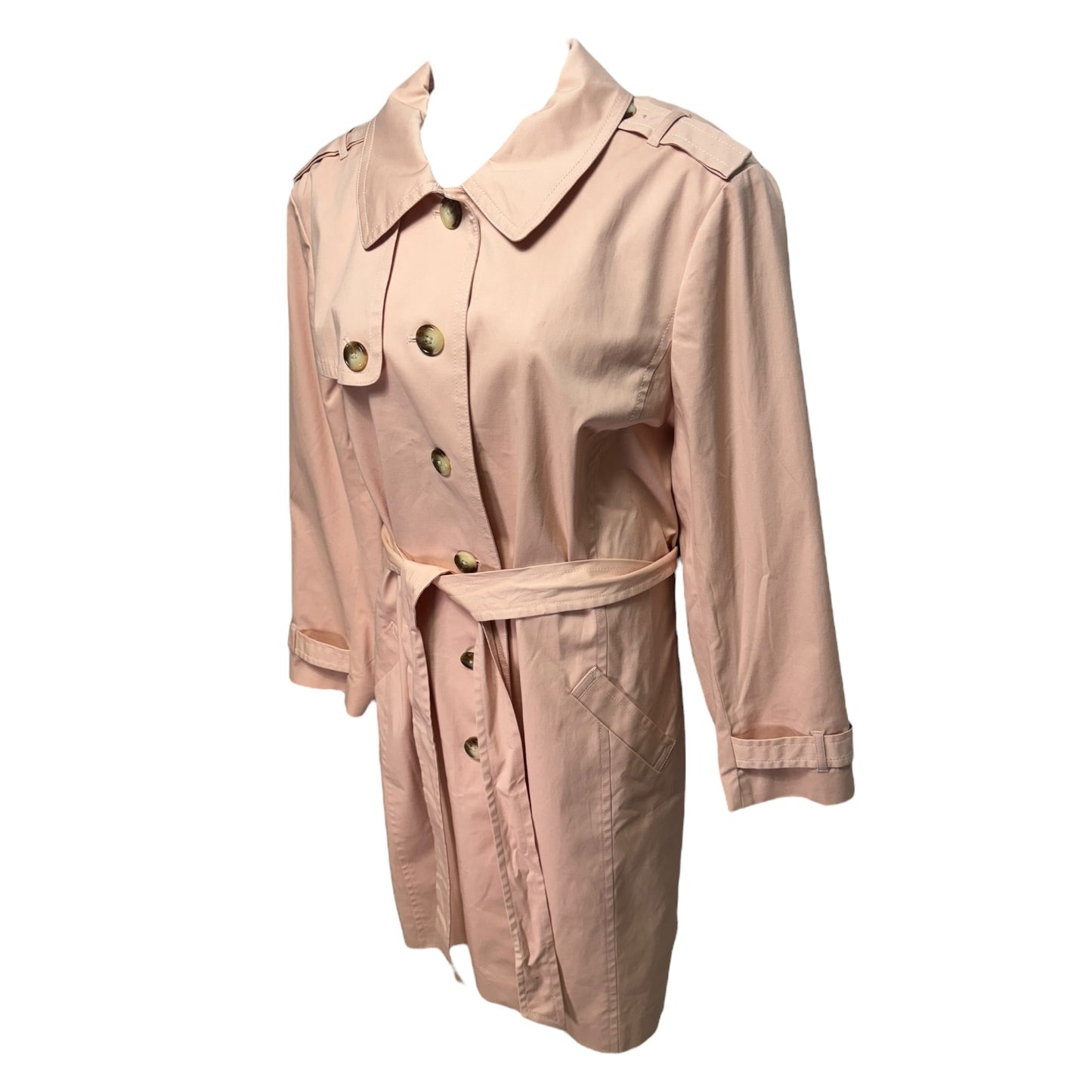 Coat Trench Coat By Talbots In Peach, Size: 3x