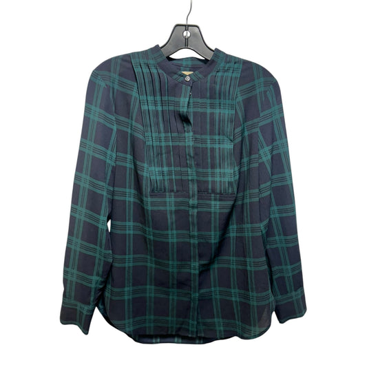 Pin Tuck Top Long Sleeve By J. Crew In Plaid Pattern, Size: S