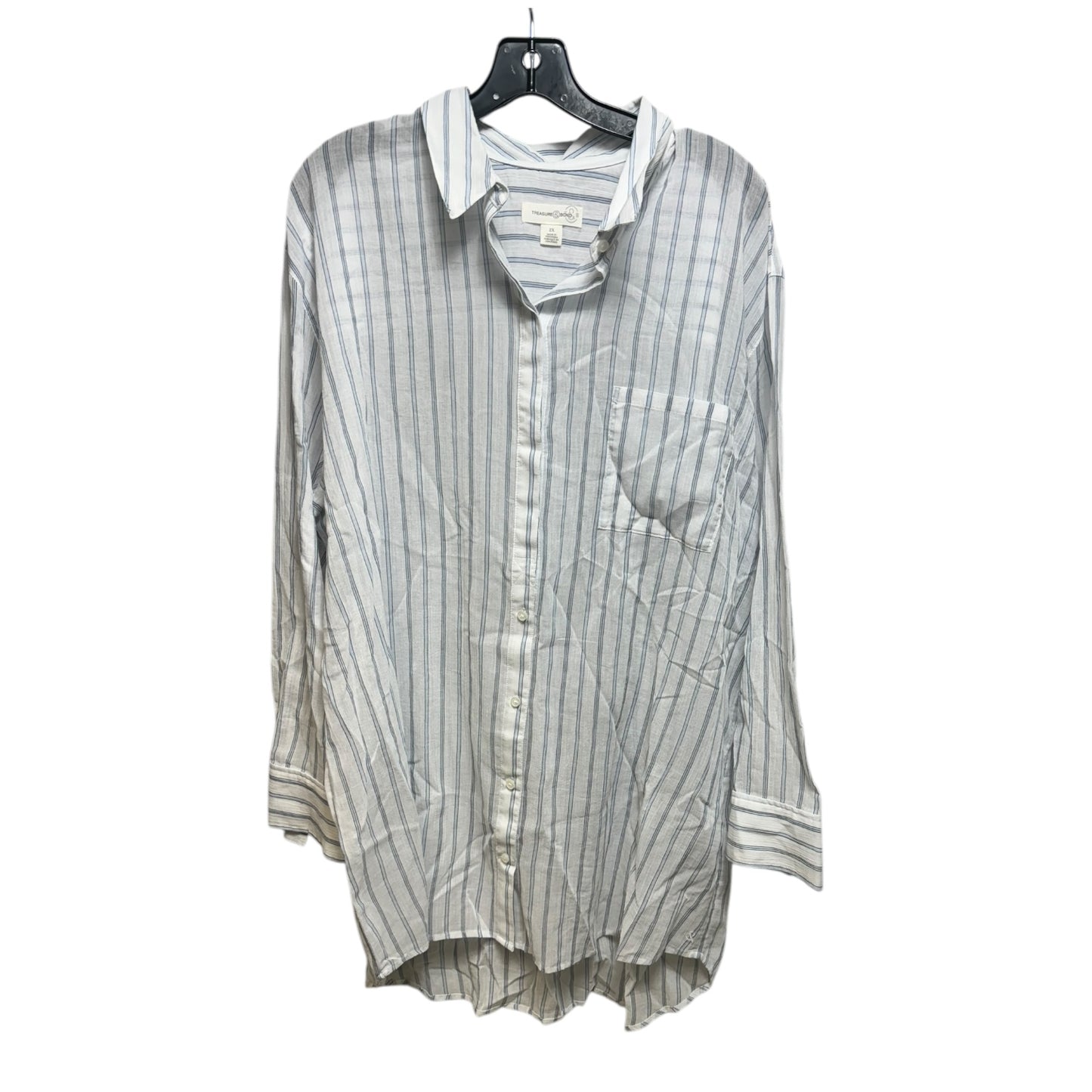 Top Long Sleeve By Treasure And Bond In Striped Pattern, Size: 2x