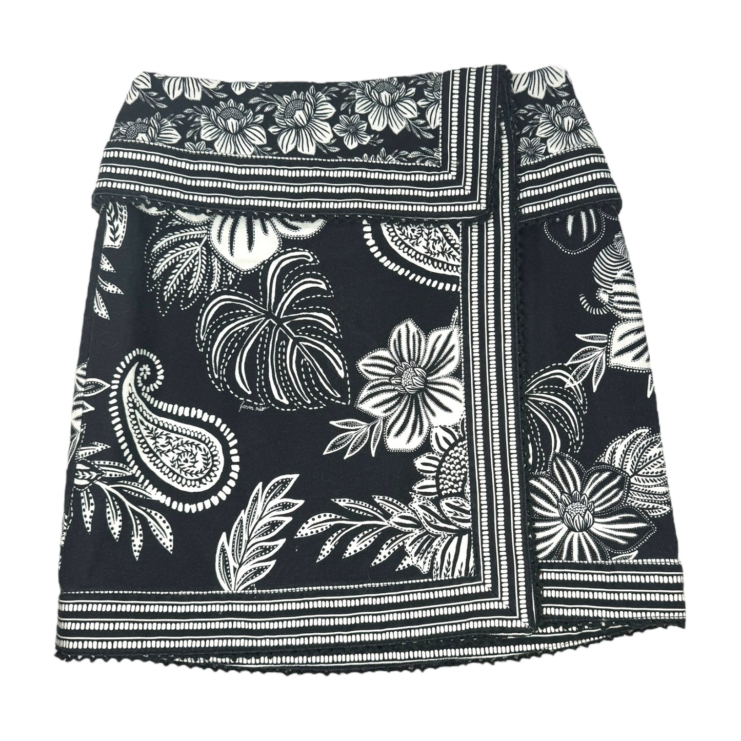 Pasley Bloom Mini Skirt By Farm Rio In Black & Cream, Size: 2