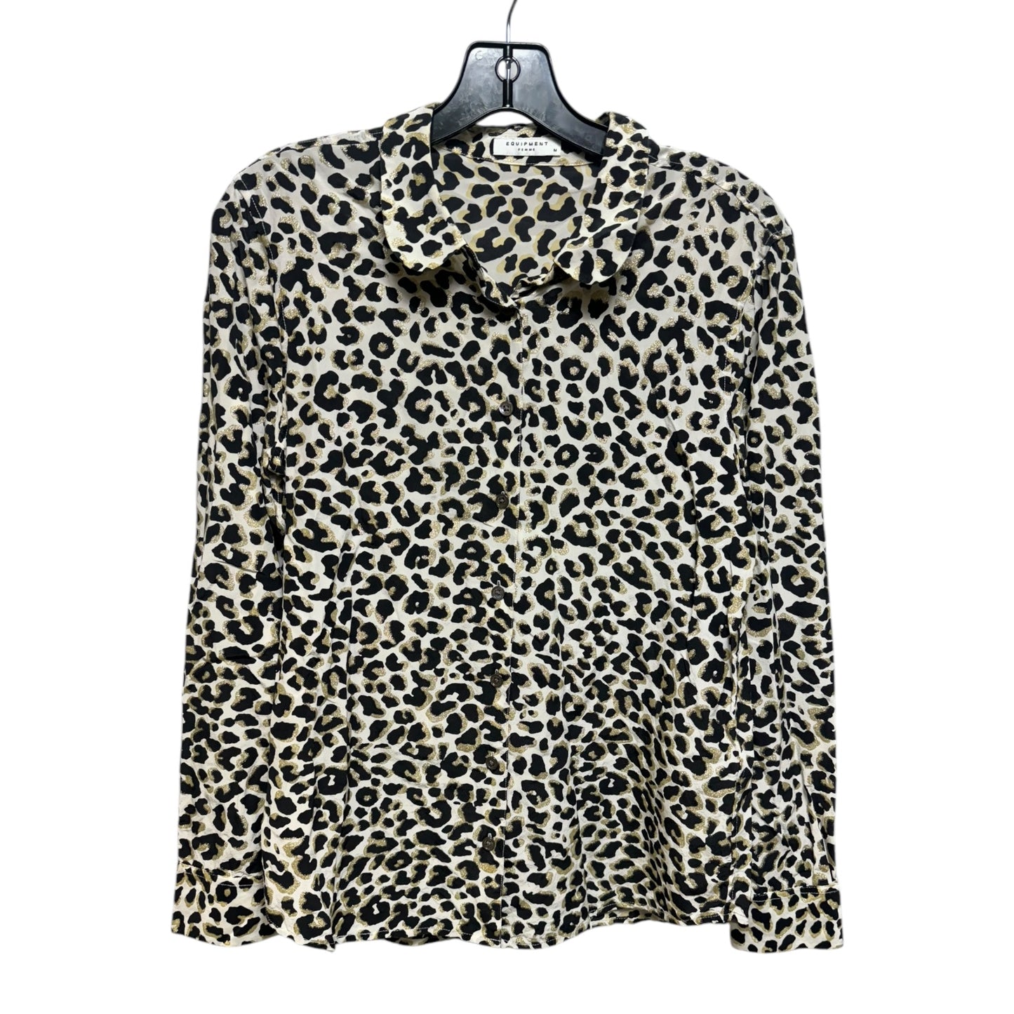 Top Long Sleeve By Equipment In Animal Print, Size: M