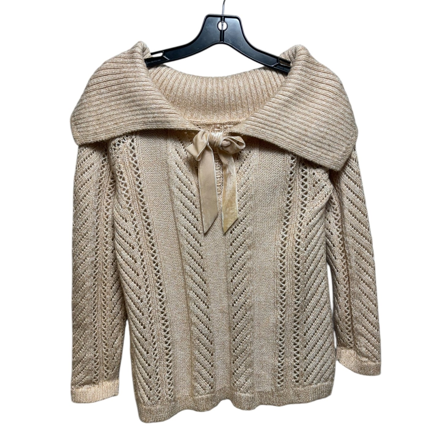 Tie Back Open Knit Sweater By White House Black Market In Peach, Size: S