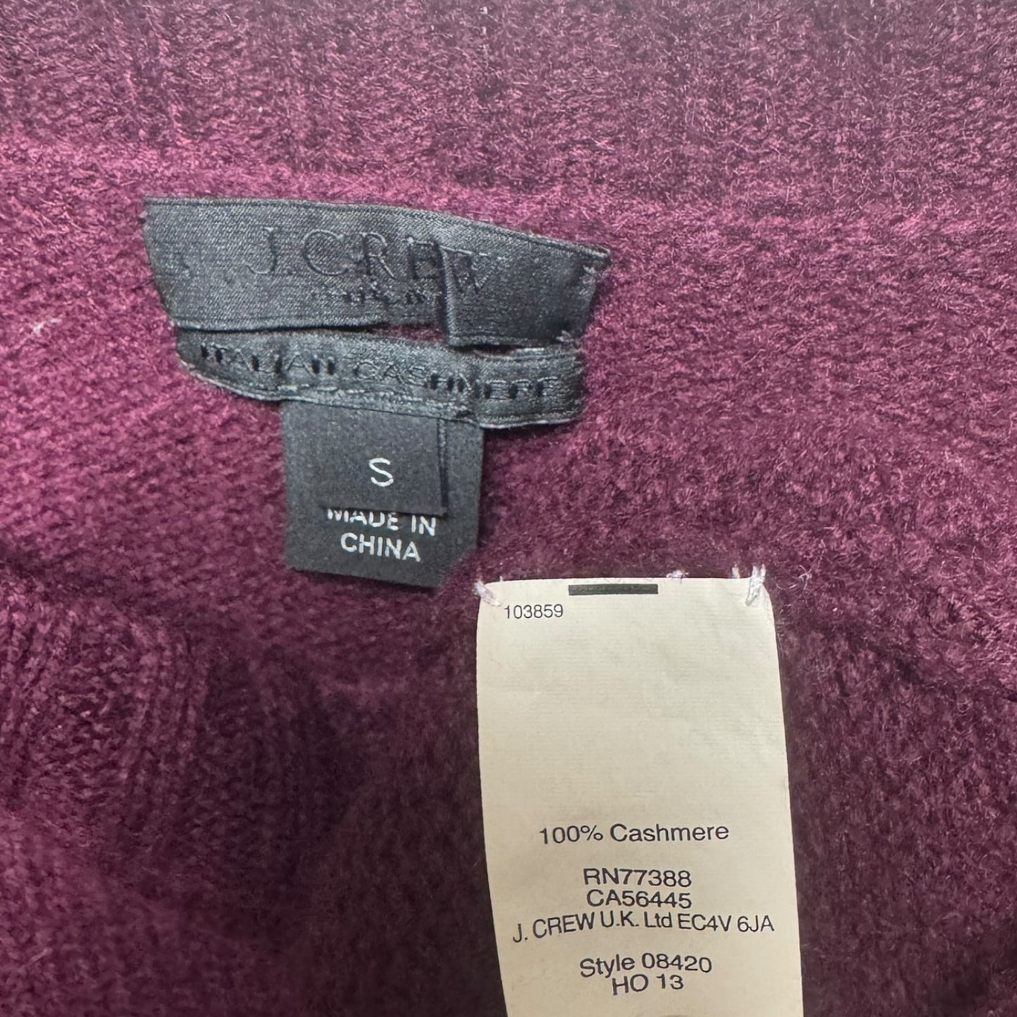 Sweater Cashmere By J. Crew In Maroon, Size: S