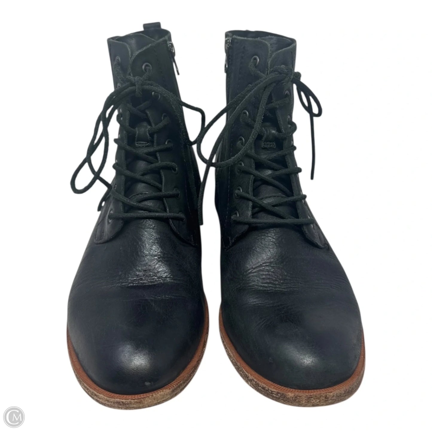 Leather Boots Ankle Flats By Kork Ease In Black, Size: 10