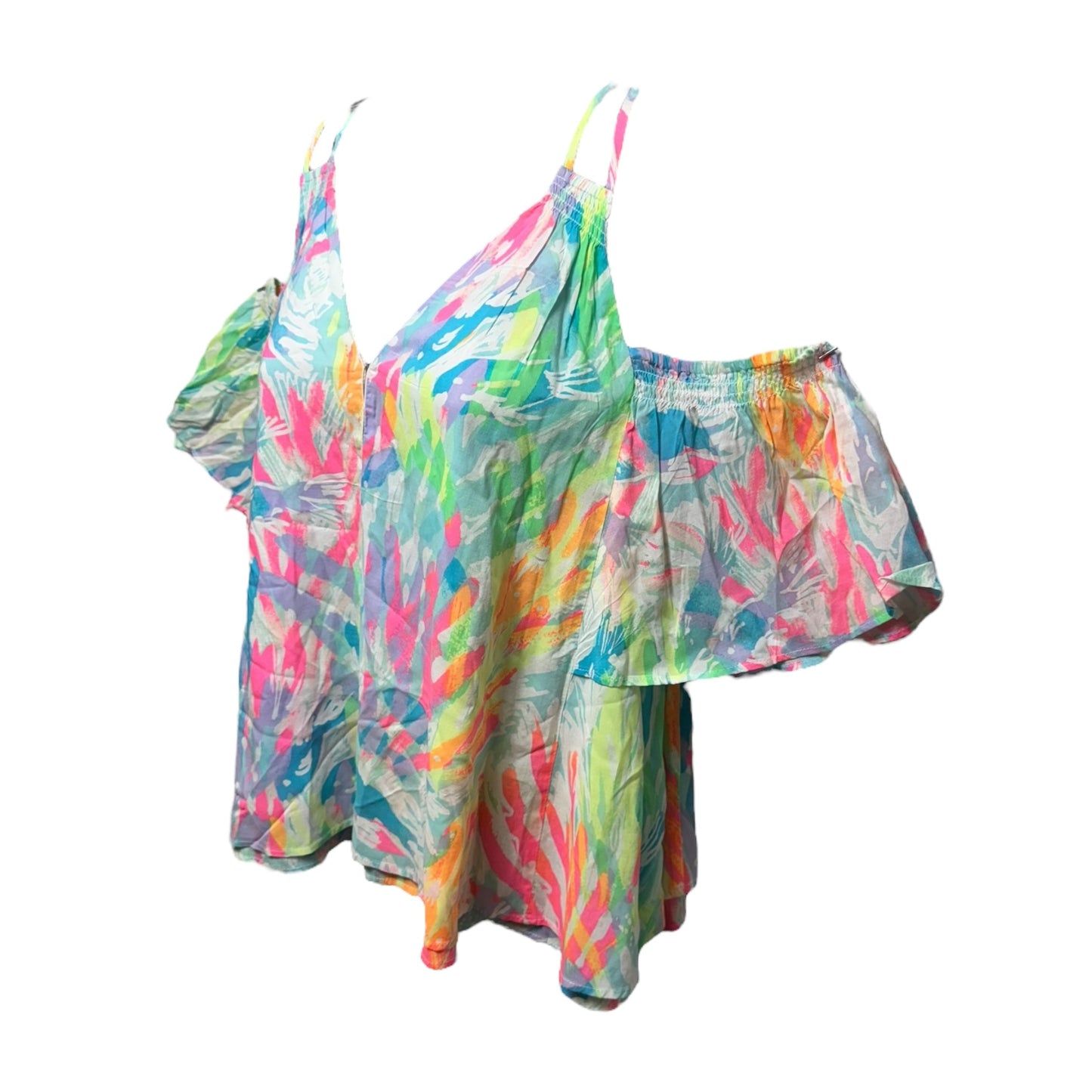 Bellamie Top Designer By Lilly Pulitzer In Sparkling Sands Multi Neon/Pastel, Size: XS