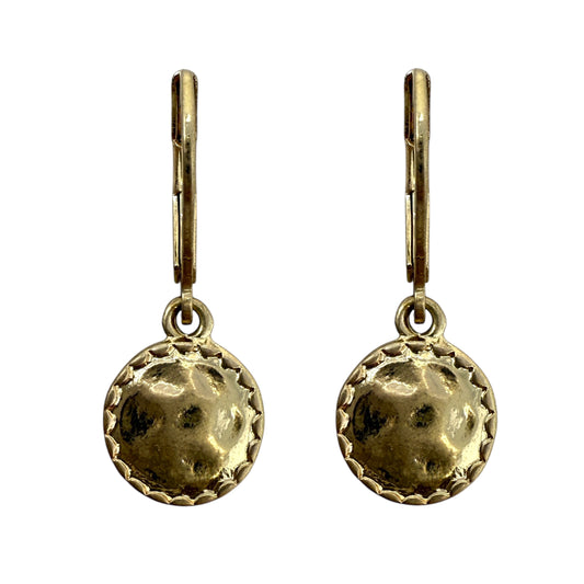 Goldtone Hammered Disk Drop Earrings By Napier
