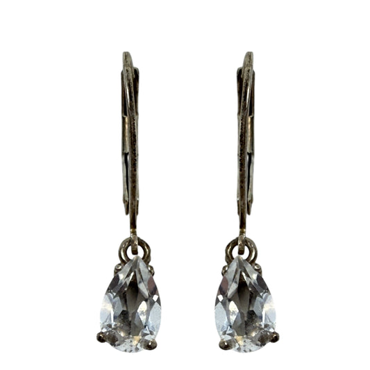 Crystal & Sterling Silver Dangle Earrings By Unbranded