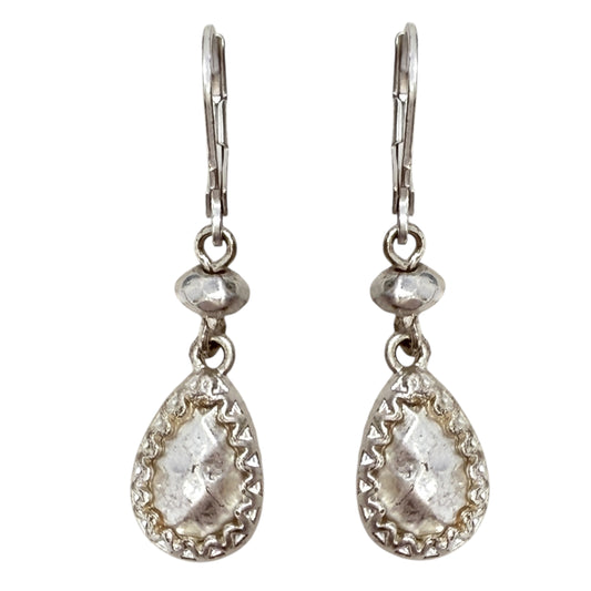 Silver Tone Teardrop Earrings By Unbranded