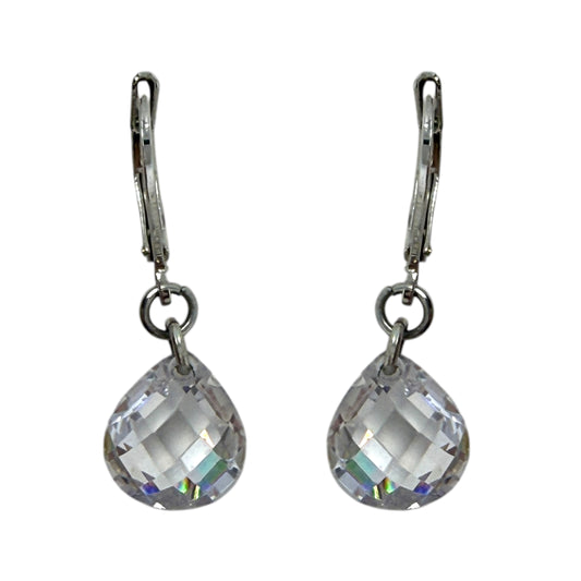 Teardrop Crystal Leverback Earrings Dangle/drop By Unbranded