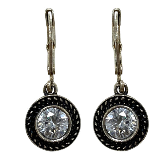 Silver Tone Crystal Earrings Dangle/drop By Napier