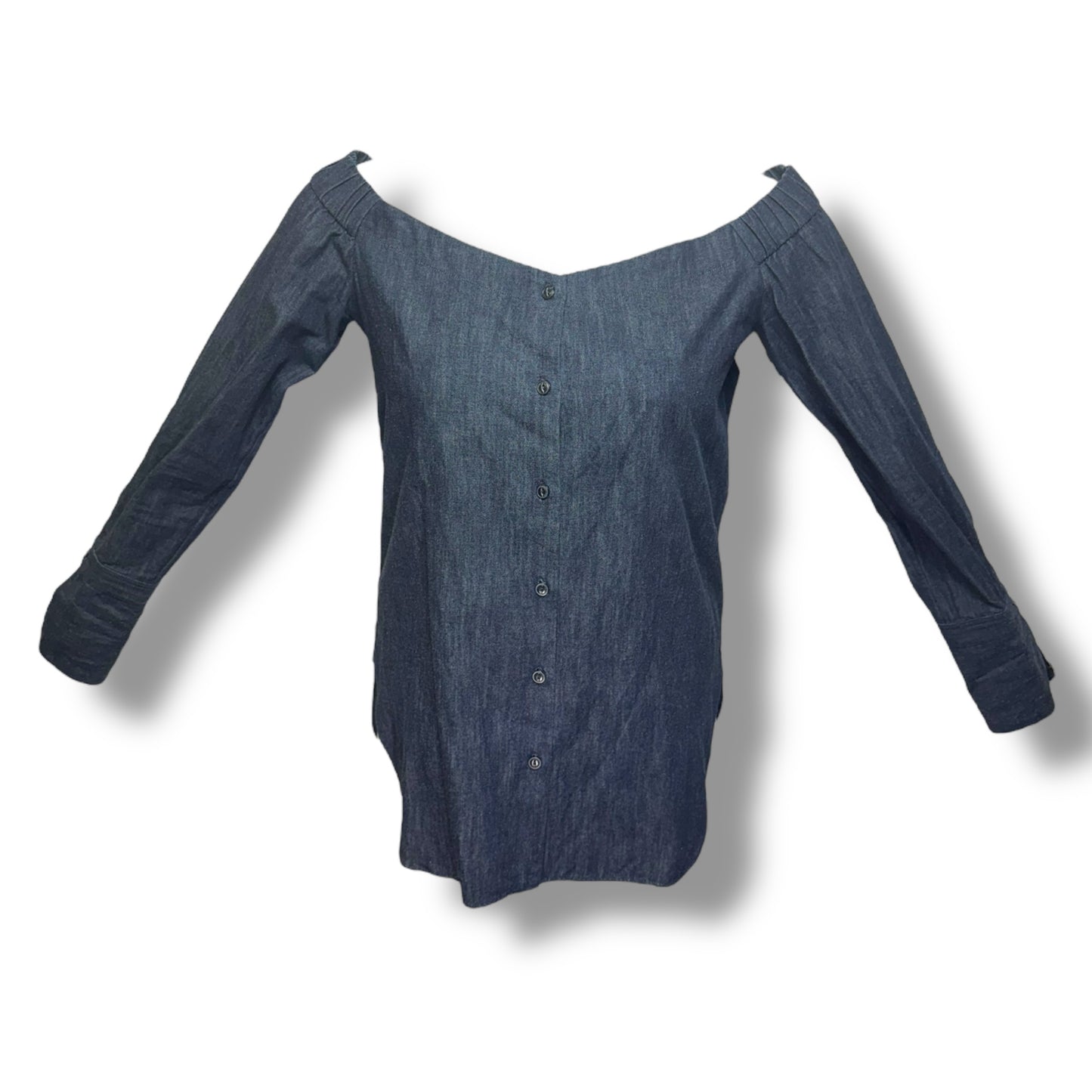 Top Long Sleeve By Rag And Bone In Blue Denim, Size: M