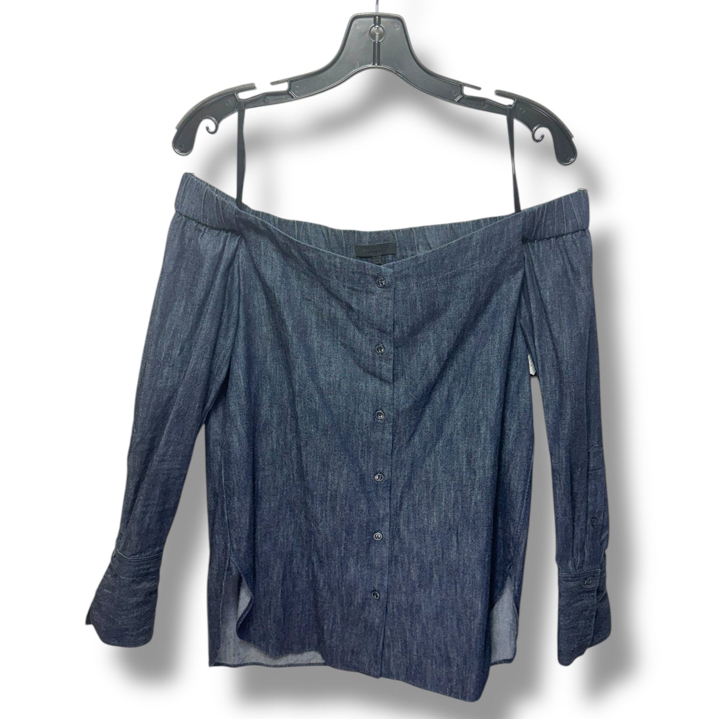 Top Long Sleeve By Rag And Bone In Blue Denim, Size: M