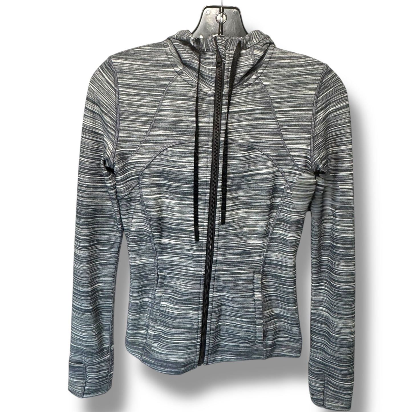 Hooded Define Jacket By Lululemon In Nulu Heathered Black / White / Black, Size: 6