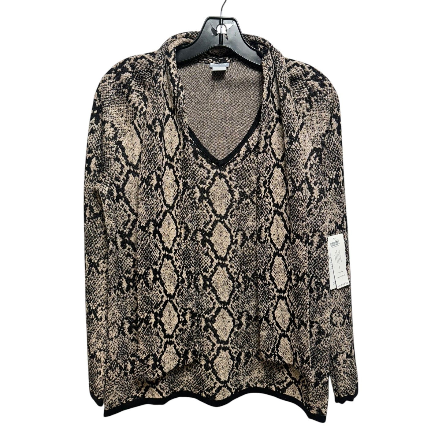 Sweater By Chicos In Snakeskin Print, Size: M