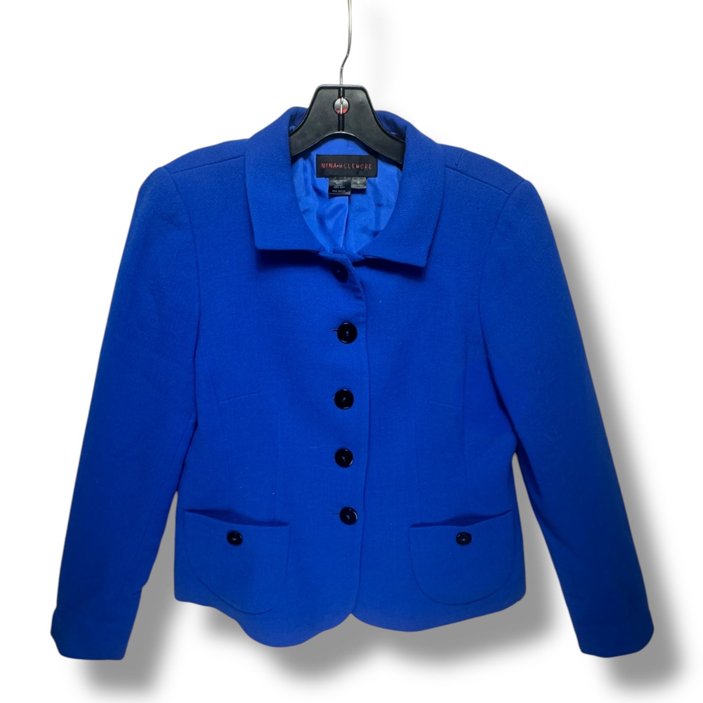 Double Face Wool Crepe Blazer By Nina Mclemore In Michelle Blue, Size: 6