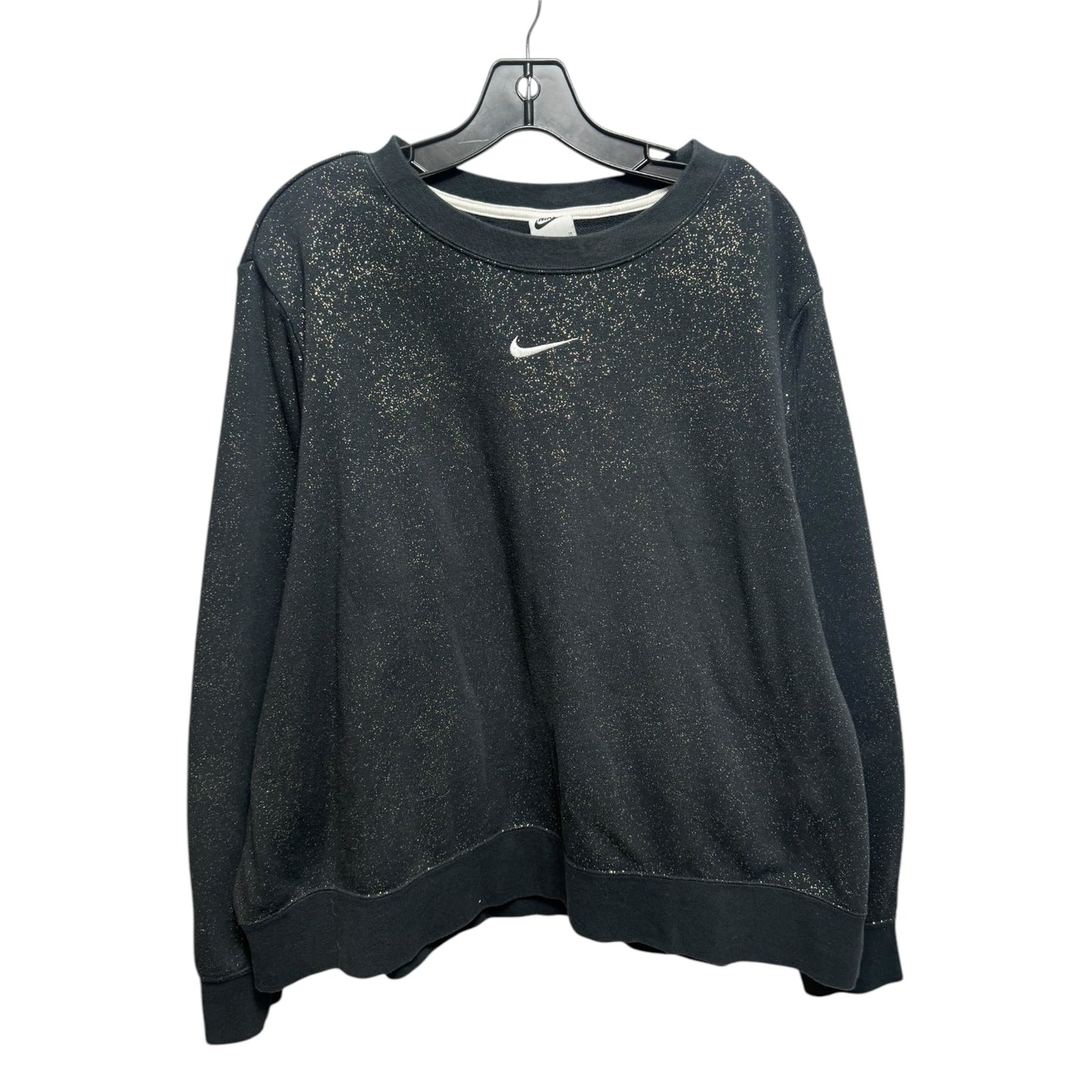 Metallic Athletic Sweatshirt Crewneck By Nike Apparel In Black & Gold, Size: 2x